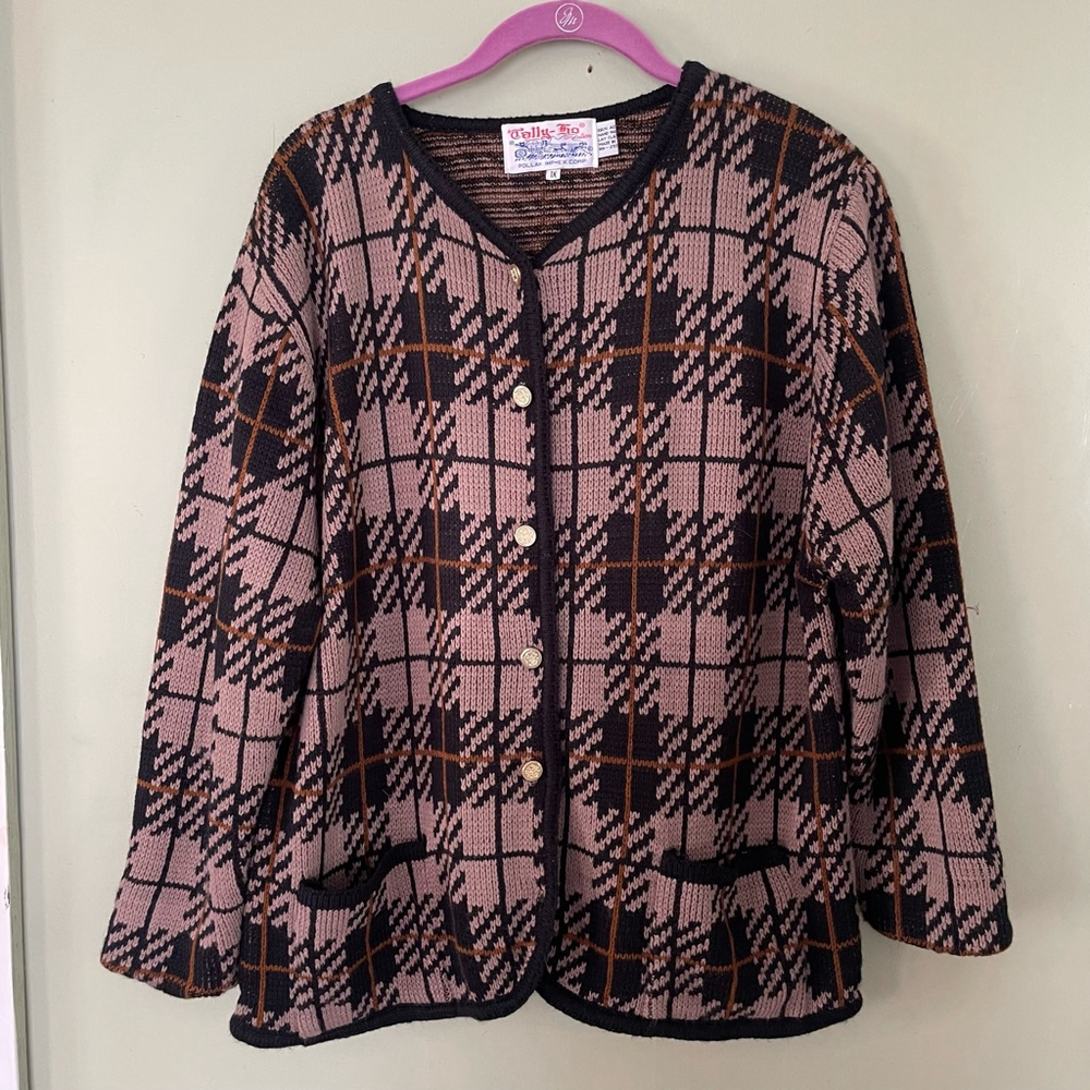 Tally-Ho vintage plaid button down cardigan sweater
